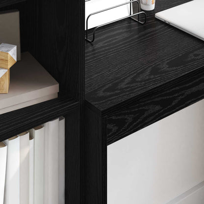 Desk with Drawer with Shelf with Storage 2 pcs Black Oak