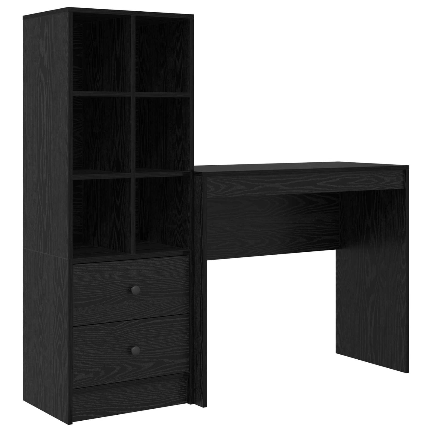 Desk with Drawer with Shelf with Storage 2 pcs Black Oak