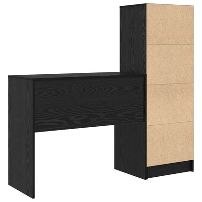 Desk with Drawer with Shelf with Storage 2 pcs Black Oak