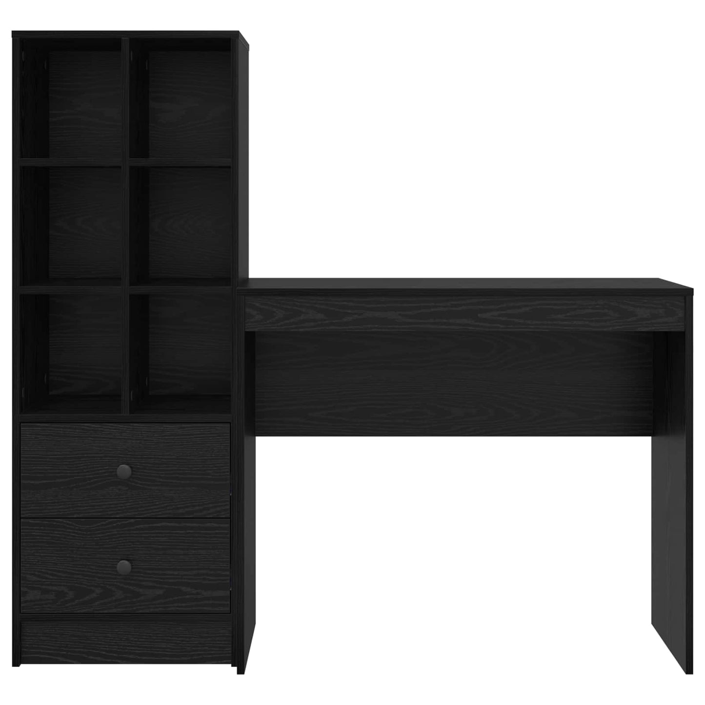 Desk with Drawer with Shelf with Storage 2 pcs Black Oak