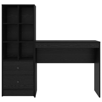 Desk with Drawer with Shelf with Storage 2 pcs Black Oak
