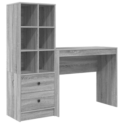 Desk with Drawer with Shelf with Storage 2 pcs Grey Sonoma