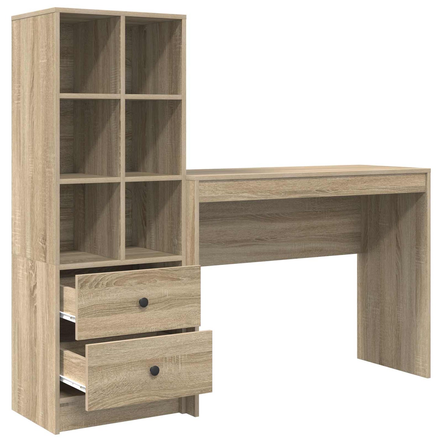 Desk with Drawer with Shelf with Storage 2 pcs Sonoma Oak