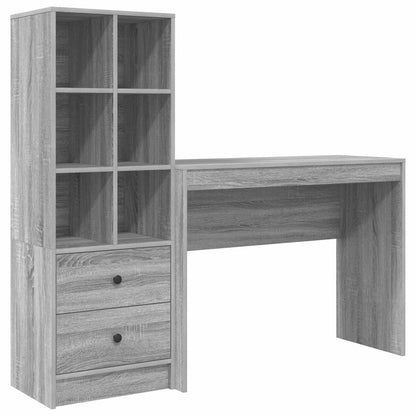 Desk with Drawer with Shelf with Storage 2 pcs Grey Sonoma