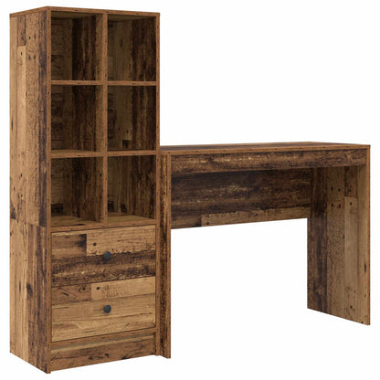 Desk with Drawer with Shelf with Storage 2 pcs Old Wood