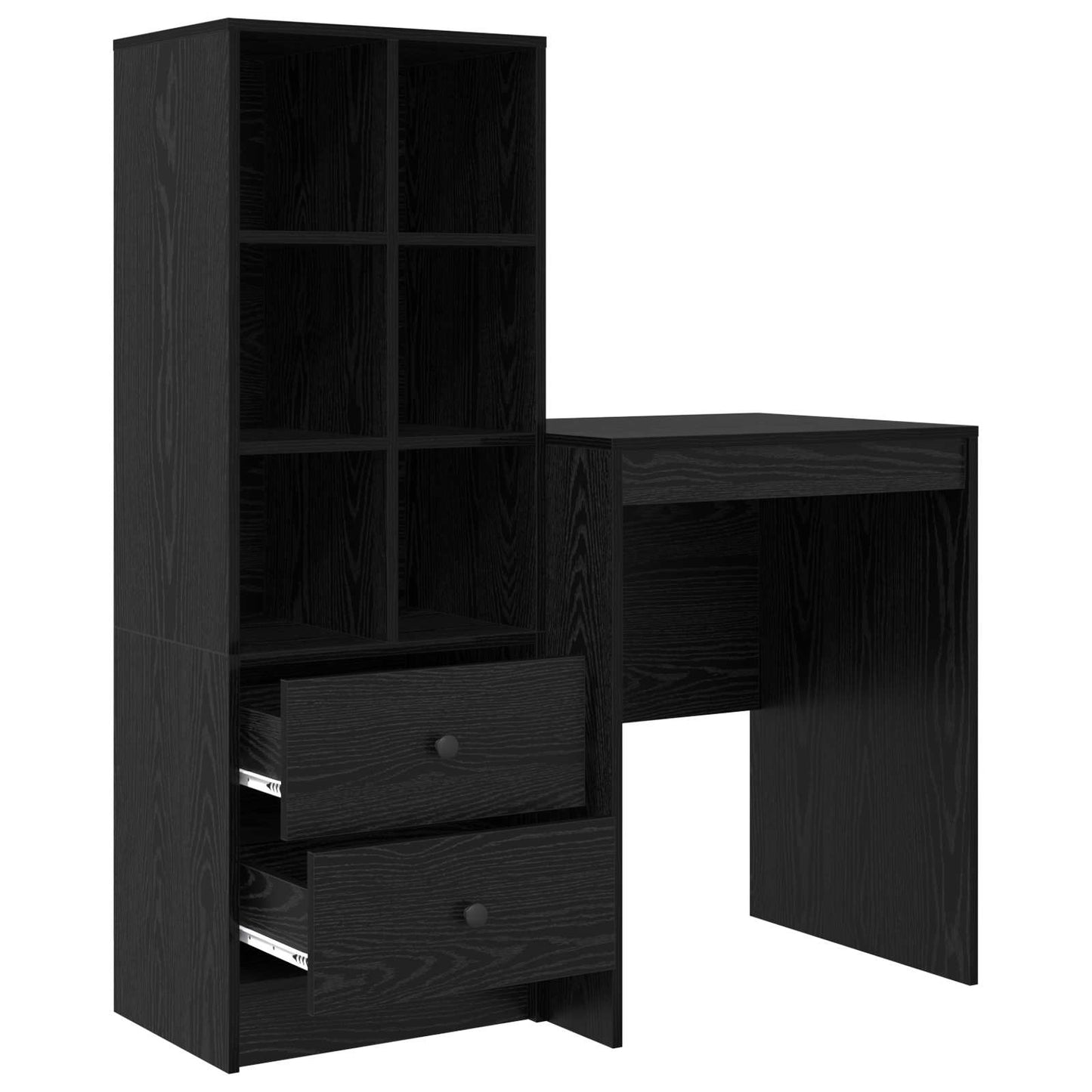 Desk with Drawer with Shelf with Storage 2 pcs Black Oak