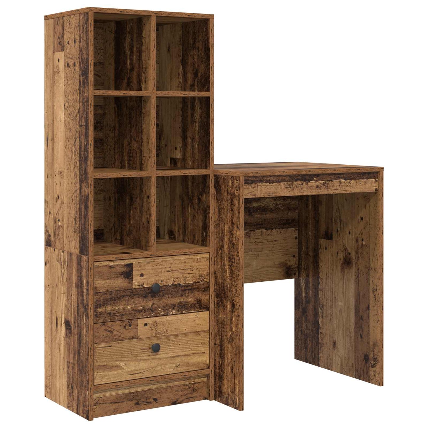 Desk with Drawer with Shelf with Storage 2 pcs Old Wood