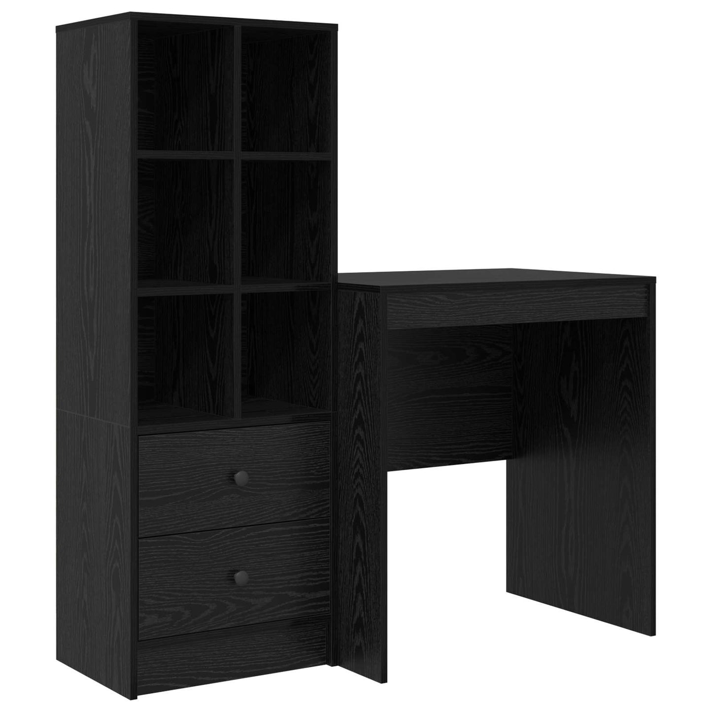 Desk with Drawer with Shelf with Storage 2 pcs Black Oak
