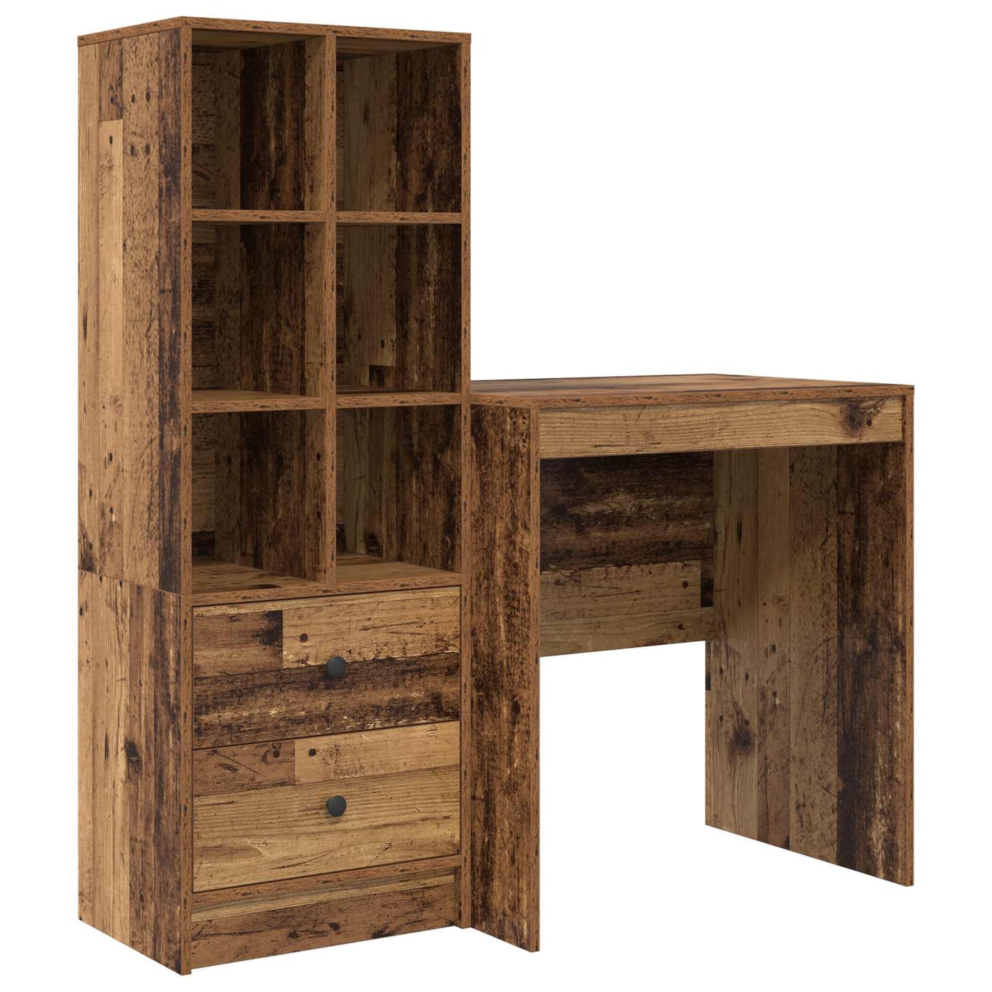 Desk with Drawer with Shelf with Storage 2 pcs Old Wood