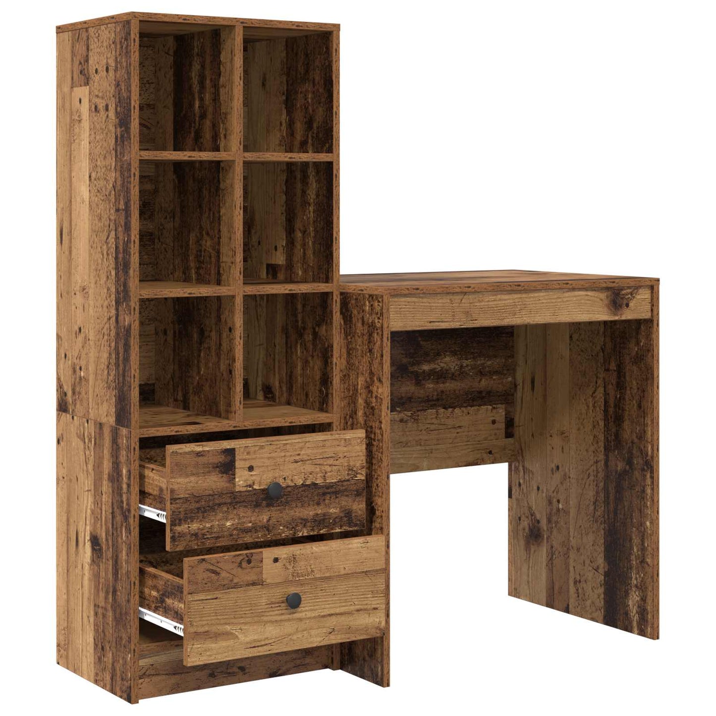 Desk with Drawer with Shelf with Storage 2 pcs Old Wood