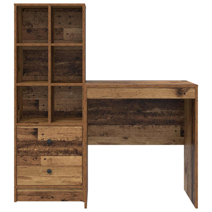 Desk with Drawer with Shelf with Storage 2 pcs Old Wood