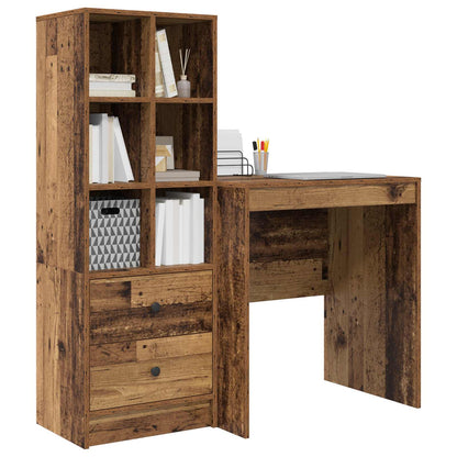 Desk with Drawer with Shelf with Storage 2 pcs Old Wood