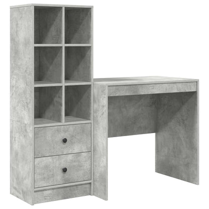 Desk with Drawer with Shelf with Storage 2 pcs Concrete Grey