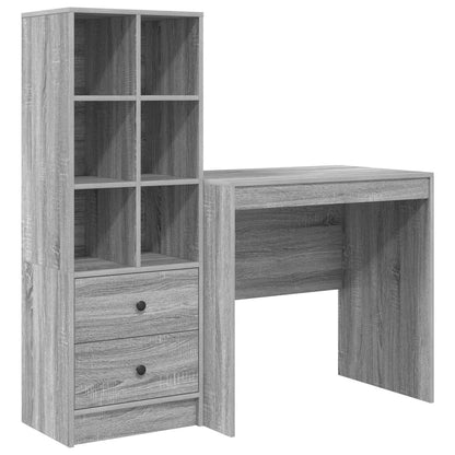 Desk with Drawer with Shelf with Storage 2 pcs Grey Sonoma