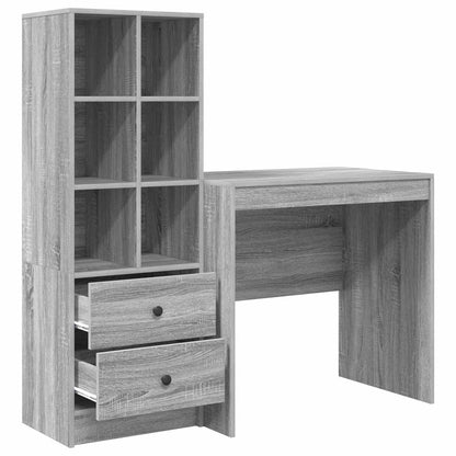 Desk with Drawer with Shelf with Storage 2 pcs Grey Sonoma
