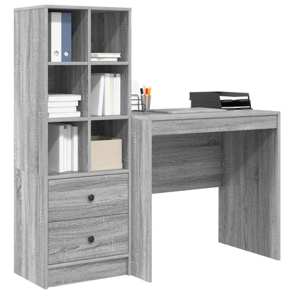 Desk with Drawer with Shelf with Storage 2 pcs Grey Sonoma