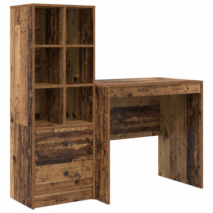 Desk with Drawer with Shelf with Storage 2 pcs Old Wood