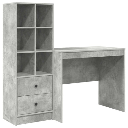 Desk with Drawer with Shelf with Storage 2 pcs Concrete Grey
