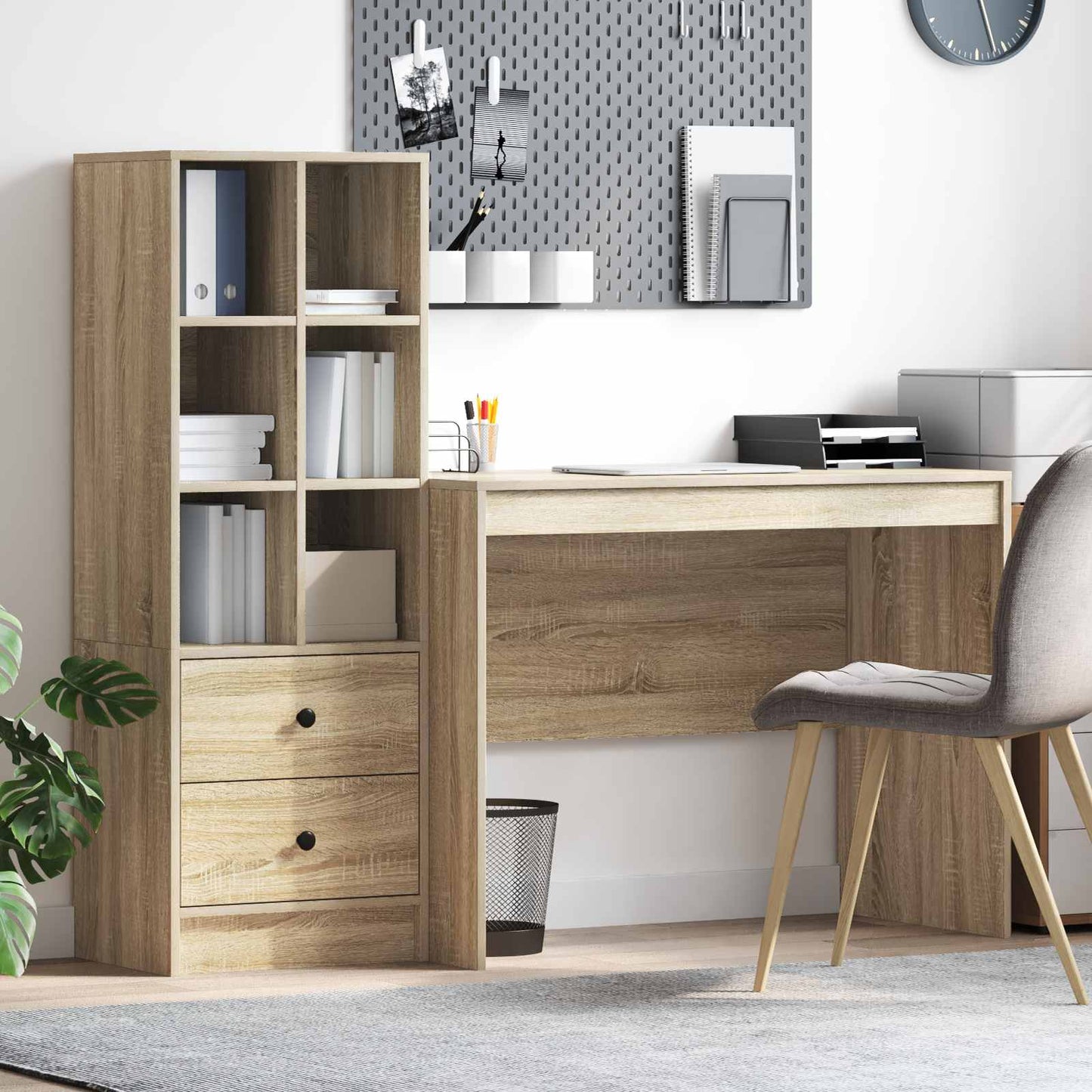Desk with Drawer 2 pcs Sonoma Oak