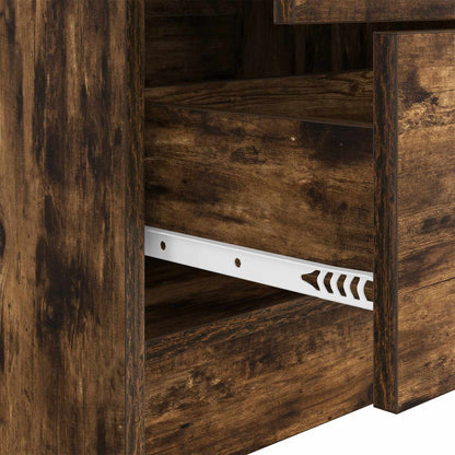 Desk with Drawer 2 pcs Smoked Oak
