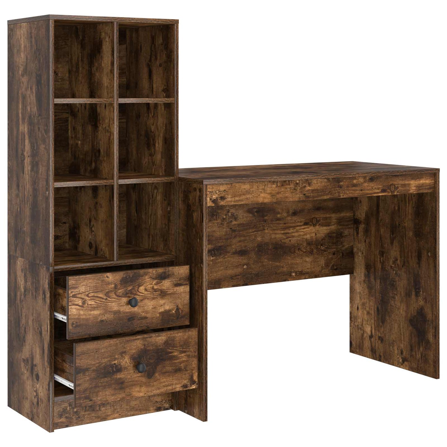Desk with Drawer 2 pcs Smoked Oak