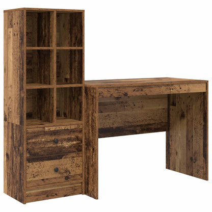 Desk with Drawer 2 pcs Old Wood