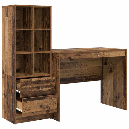 Desk with Drawer 2 pcs Old Wood