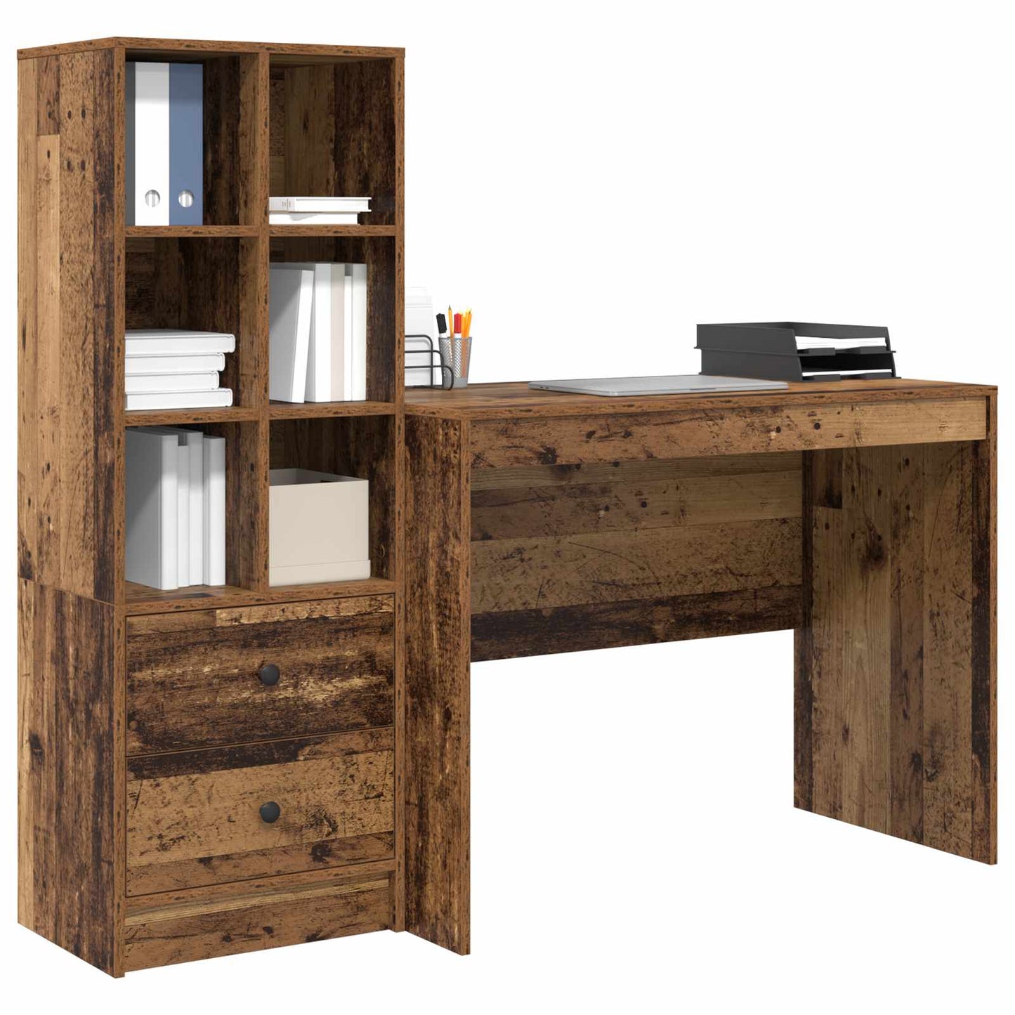Desk with Drawer 2 pcs Old Wood