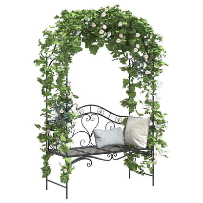 Garden Bench with Cushion Black 104 x 54 x 93cm Steel