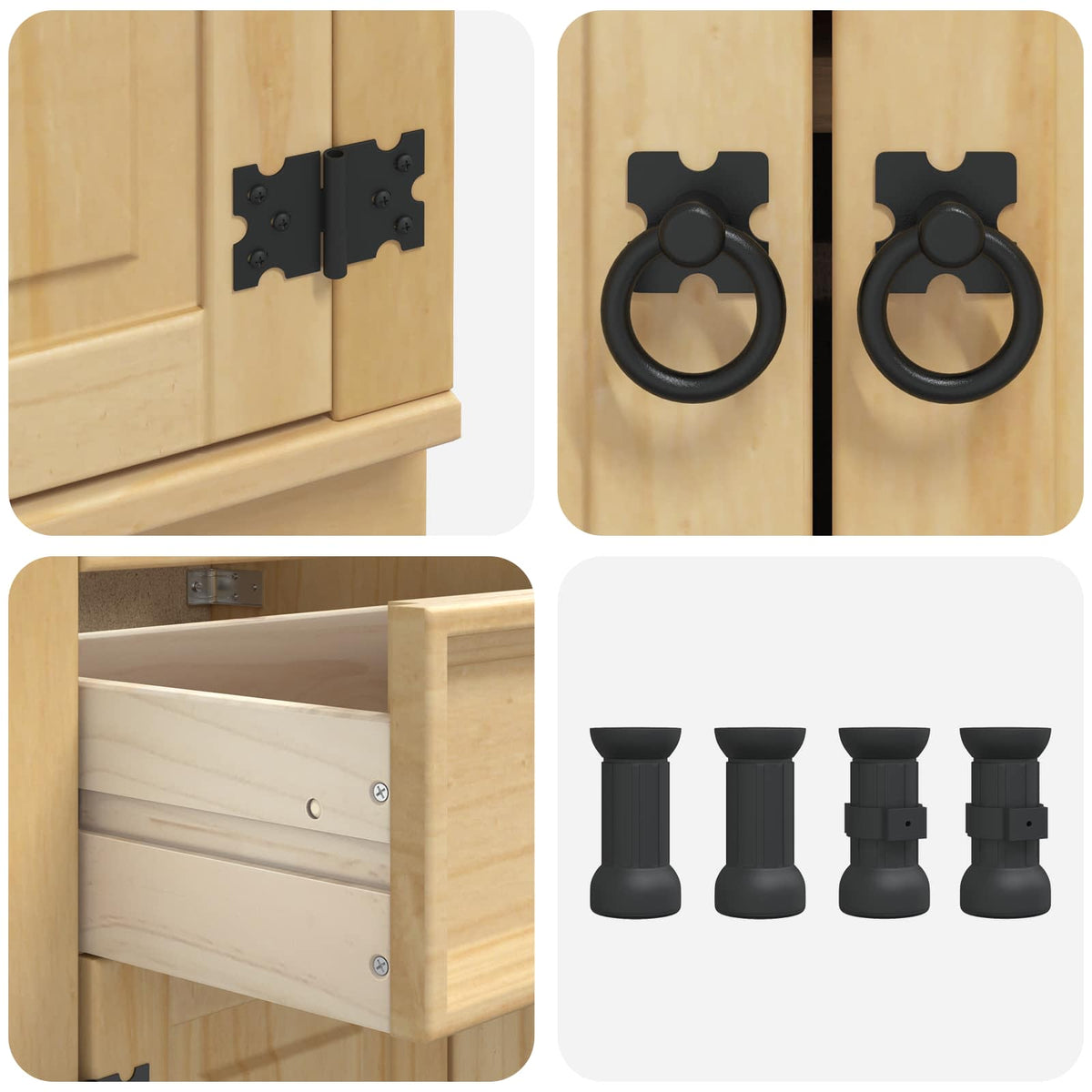 Cabinet SKI Honey Brown 60 x 46 x 81.5 cm Solid Pine Wood