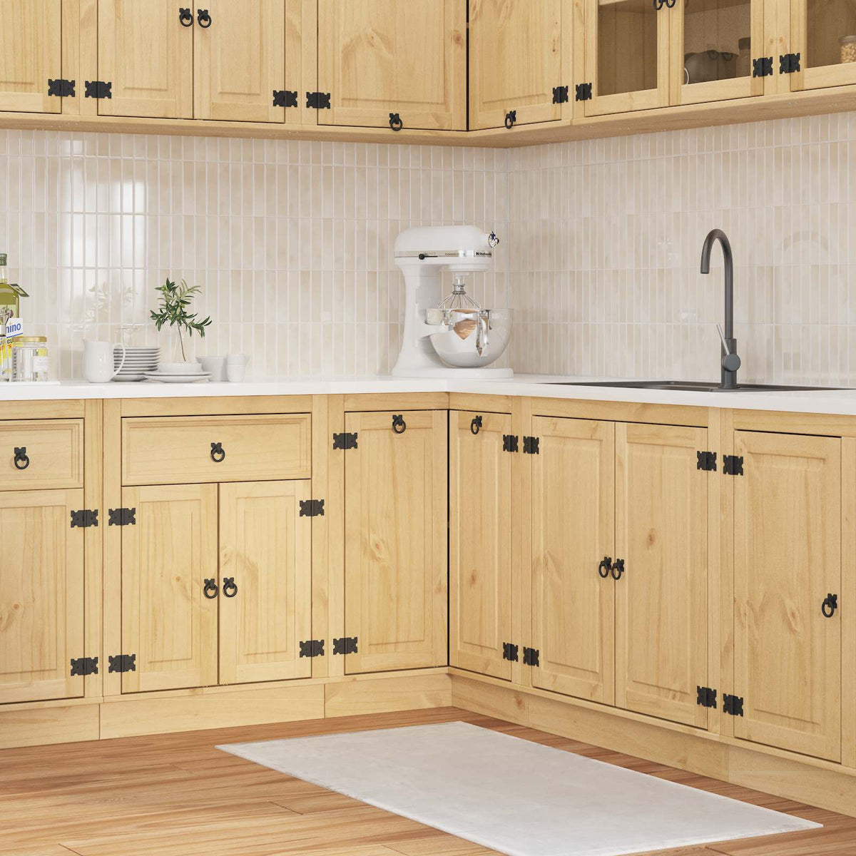 Cabinet SKI Honey Brown 80 x 80 x 81 cm Solid Pine Wood