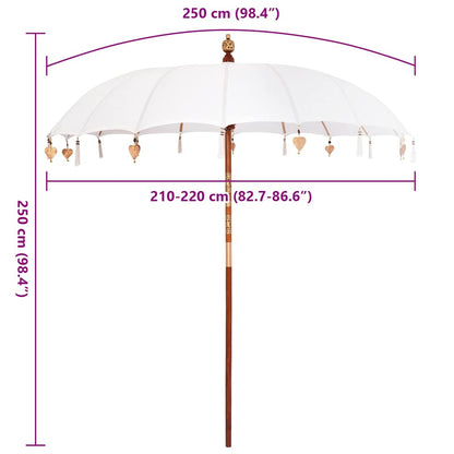 Balinese Parasol Cream (210-220) x 260 cm Cotton and solid wood