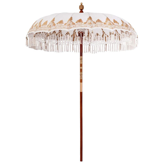Balinese Parasol Cream (180-190) x 260 cm Cotton and solid wood