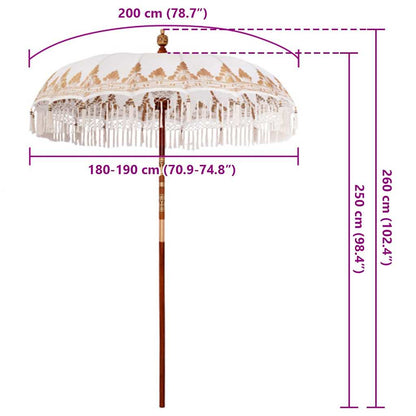 Balinese Parasol Cream (180-190) x 260 cm Cotton and solid wood