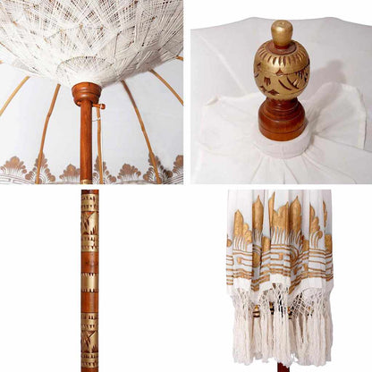 Balinese Parasol Cream (210-220) x 260 cm Cotton and solid wood