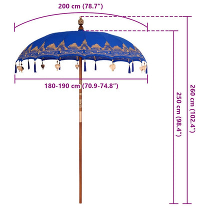 Balinese Parasol Blue (180-190) x 260 cm Cotton and solid wood
