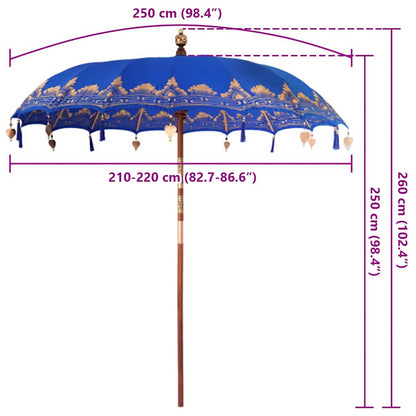 Balinese Parasol Blue (210-220) x 260 cm Cotton and solid wood