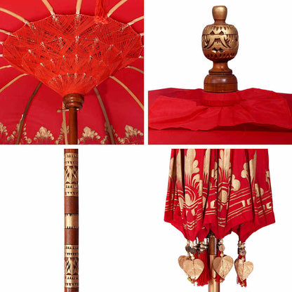 Balinese Parasol Red (180-190) x 260 cm Cotton and solid wood