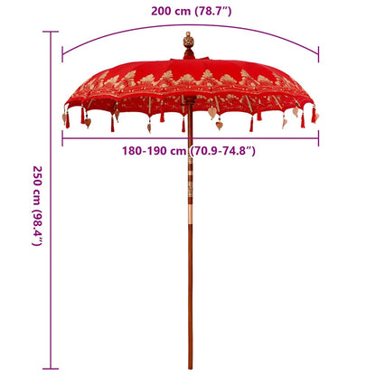 Balinese Parasol Red (180-190) x 260 cm Cotton and solid wood