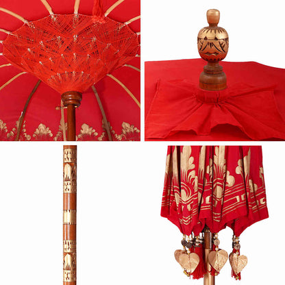 Balinese Parasol Red (210-220) x 260 cm Cotton and solid wood