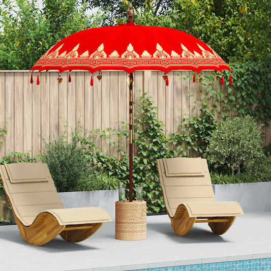 Balinese Parasol Red (210-220) x 260 cm Cotton and solid wood