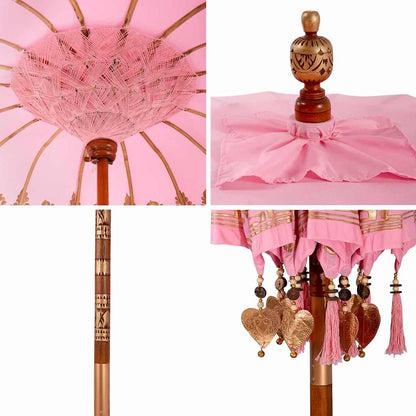 Balinese Parasol Pink (180-190) x 260 cm Cotton and solid wood