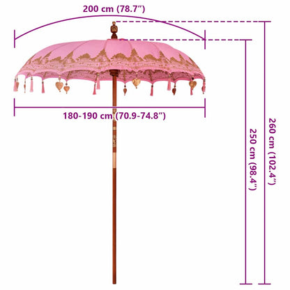Balinese Parasol Pink (180-190) x 260 cm Cotton and solid wood