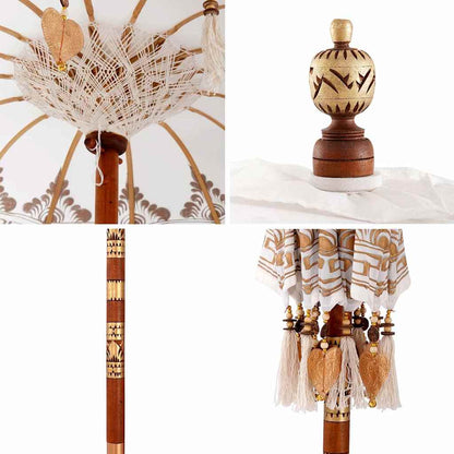 Balinese Parasol Cream (90-100) x 260 cm Cotton and solid wood