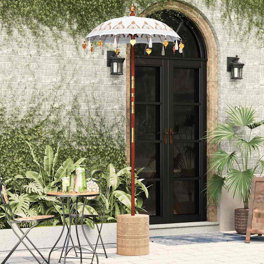 Balinese Parasol Cream (90-100) x 260 cm Cotton and solid wood