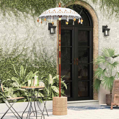 Balinese Parasol Cream (90-100) x 260 cm Cotton and solid wood