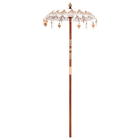 Balinese Parasol Cream (90-100) x 260 cm Cotton and solid wood