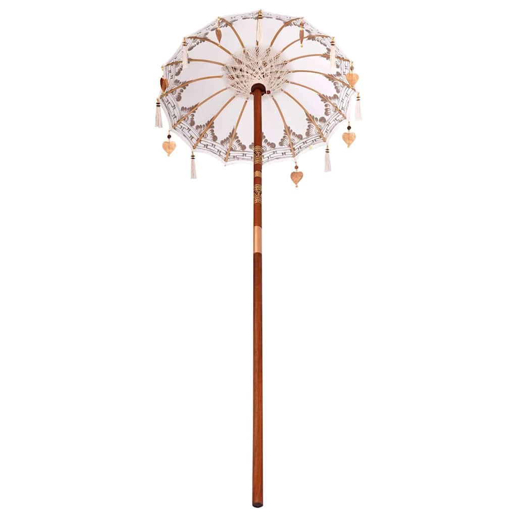 Balinese Parasol Cream (90-100) x 260 cm Cotton and solid wood