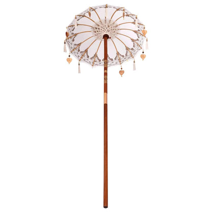 Balinese Parasol Cream (90-100) x 260 cm Cotton and solid wood