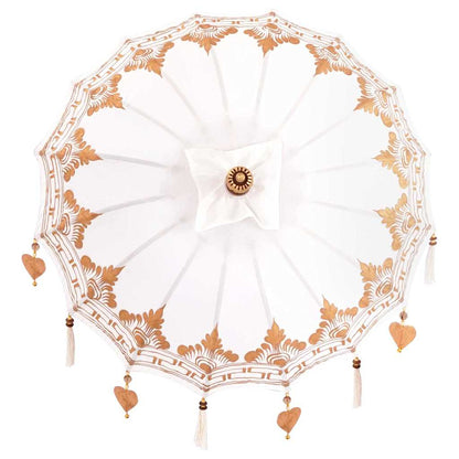 Balinese Parasol Cream (90-100) x 260 cm Cotton and solid wood
